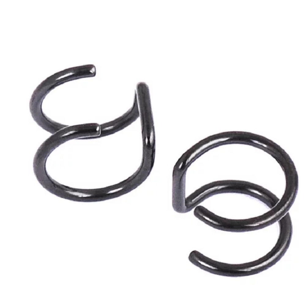 Pair of Double Ear Cuff Clip Earnings Silver Color - Picture 5 of 7